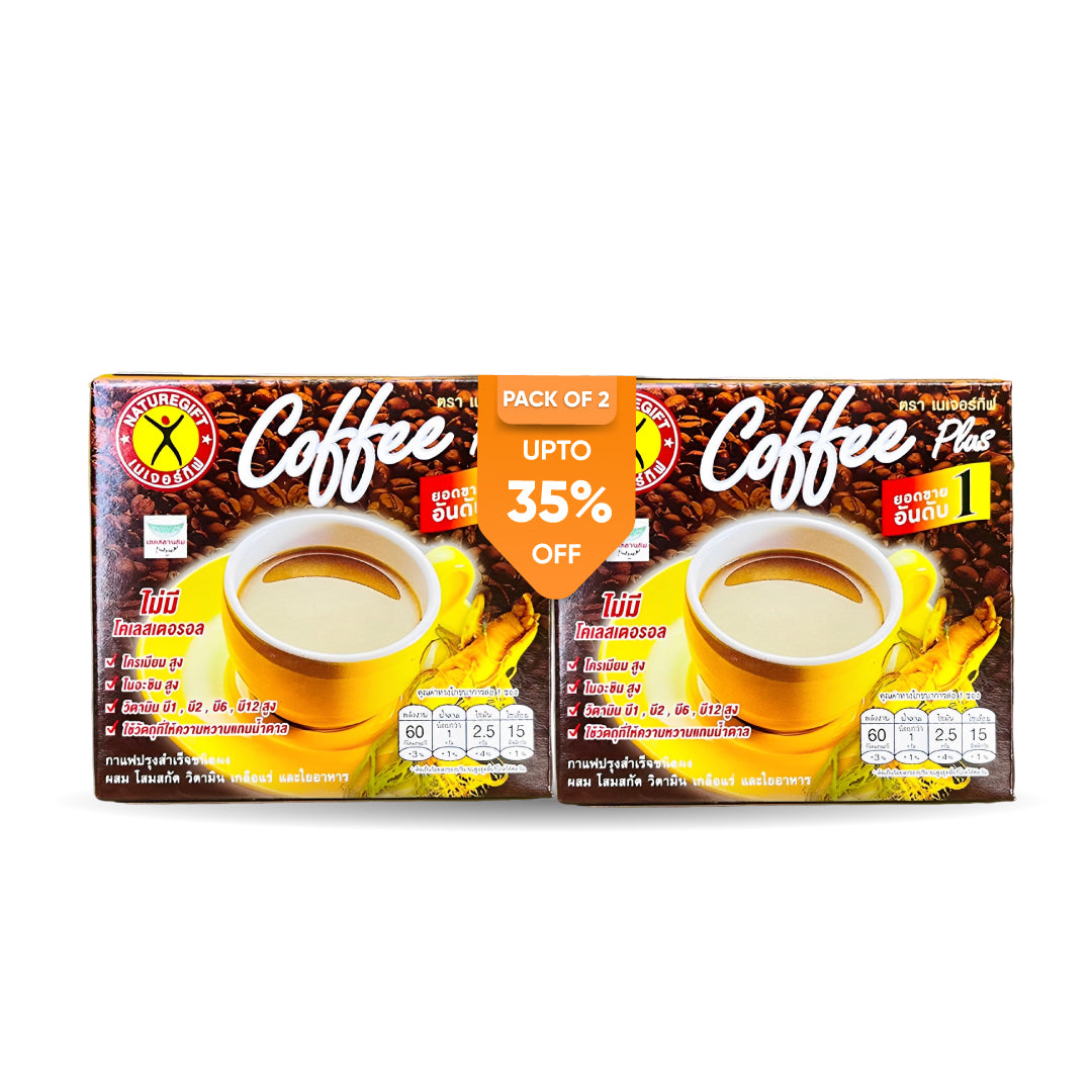 Original Natural Coffee Plus with Fiber Ginseng Extract Vitamin Pack of Two