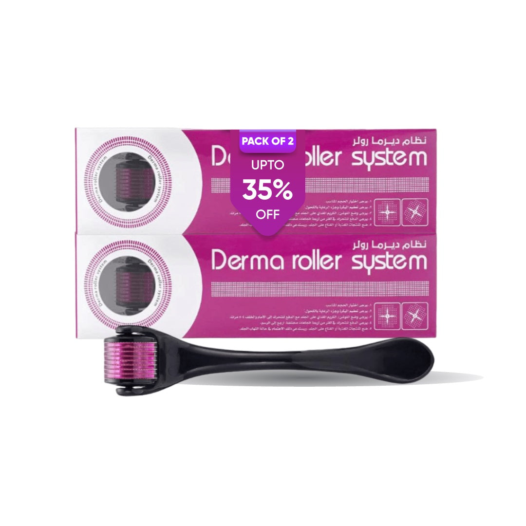 Derma Roller 0.5mm System for Hair and Face Pack of Two