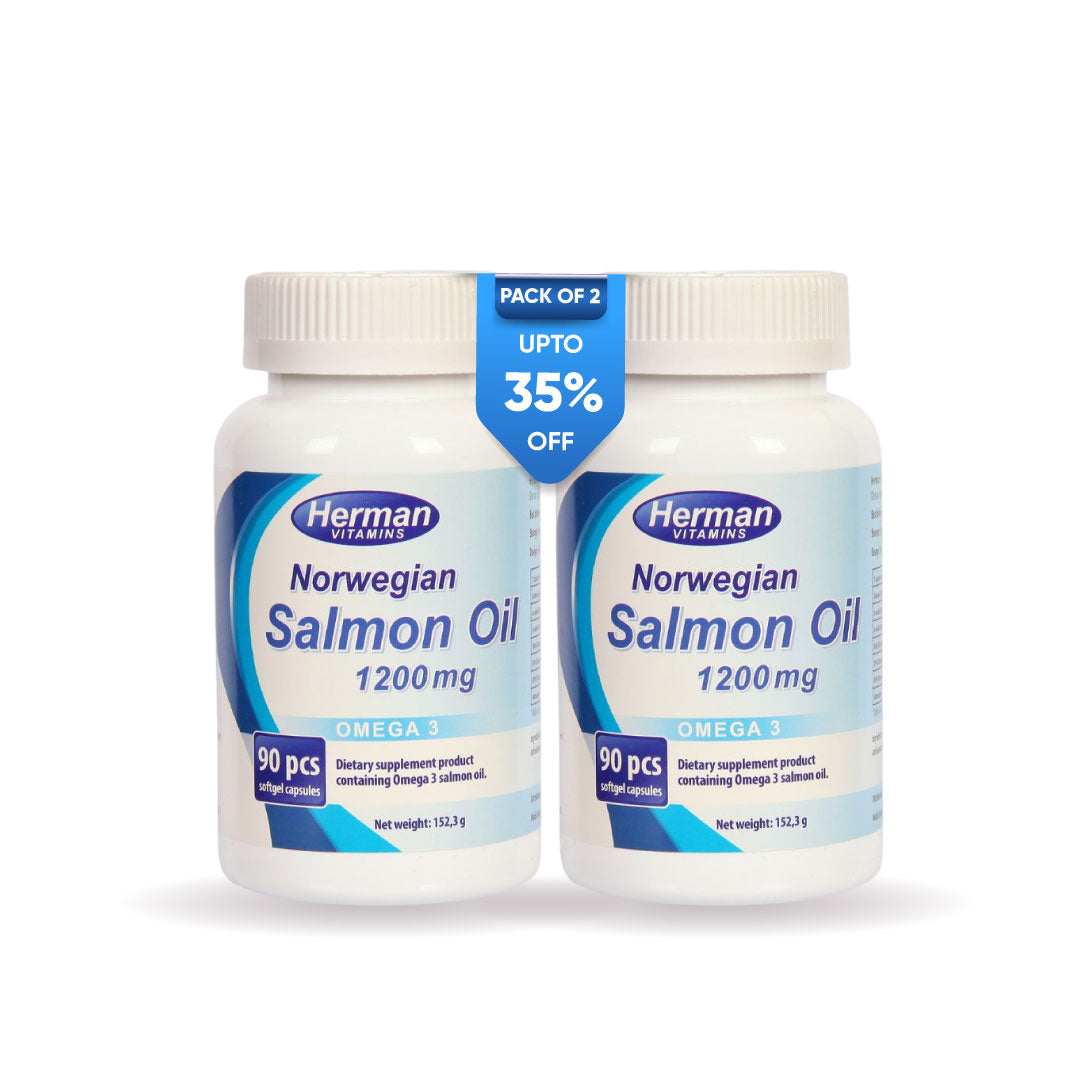 Herman Vitamins Norwegian Salmon Oil 1200mg Dietary Supplement Pack of Two