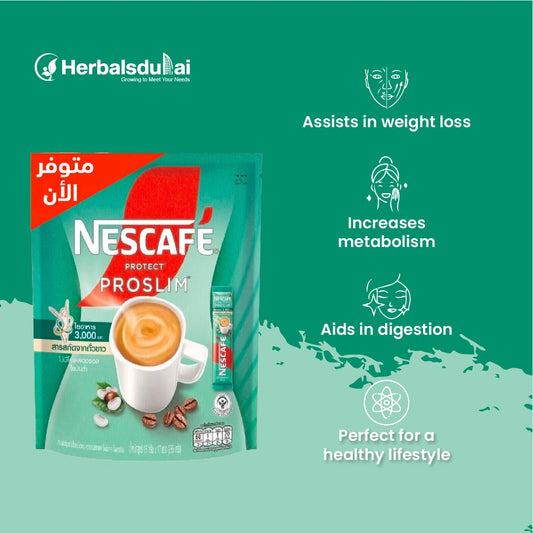 Nescafe pro slim benefits. Assists in weight loss, Increases metabolism, Aids in digestion, perfect for a healthy lifestyle