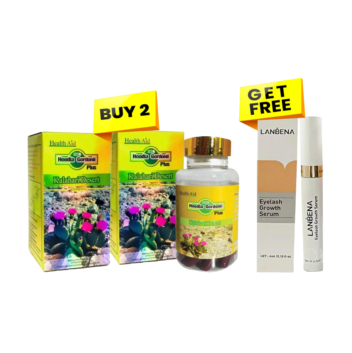 Buy 2 Hoodia Gordonii Plus & get 1 Lanbena Eyelash Serum Free