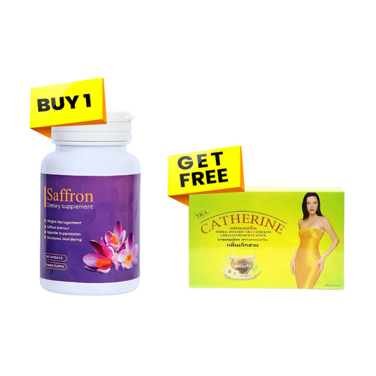Buy 1 Saffron Dietary Supplement Capsule & Get 1 Free Catherine Slimming Tea